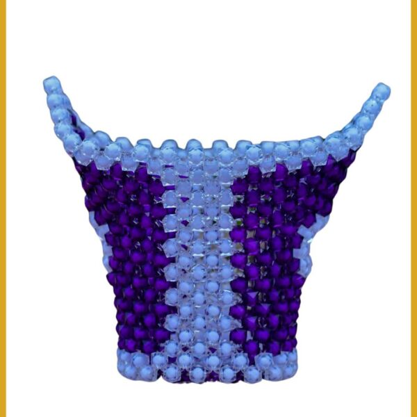 Handcrafted African Serviette Holder – Regal Purple & Crystal White