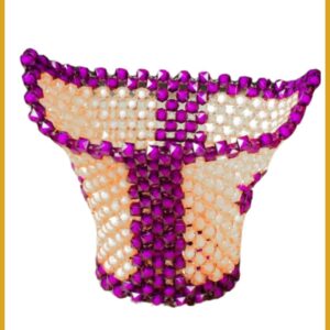 Handcrafted African Beaded Serviette Holder – Royal Pearl & Metallic Purple
